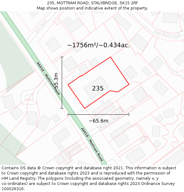 235, MOTTRAM ROAD, STALYBRIDGE, SK15 2RF: Plot and title map