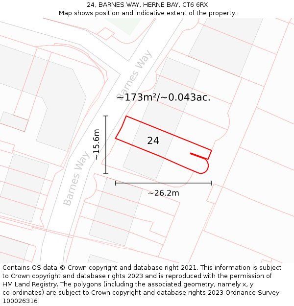 24, BARNES WAY, HERNE BAY, CT6 6RX: Plot and title map