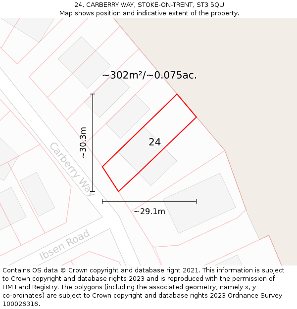 24, CARBERRY WAY, STOKE-ON-TRENT, ST3 5QU: Plot and title map