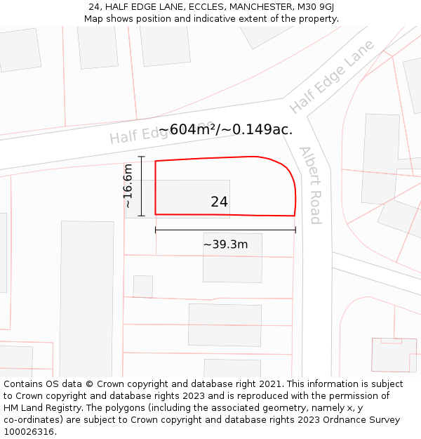 24, HALF EDGE LANE, ECCLES, MANCHESTER, M30 9GJ: Plot and title map