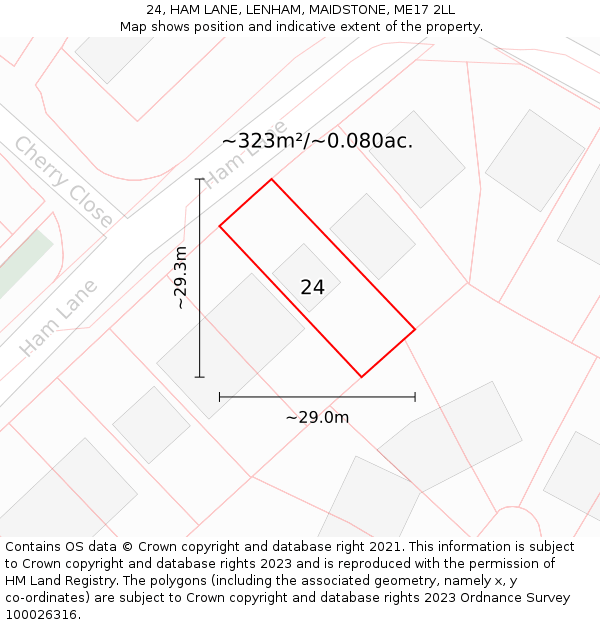 24, HAM LANE, LENHAM, MAIDSTONE, ME17 2LL: Plot and title map