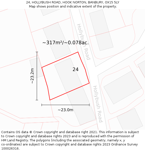 24, HOLLYBUSH ROAD, HOOK NORTON, BANBURY, OX15 5LY: Plot and title map