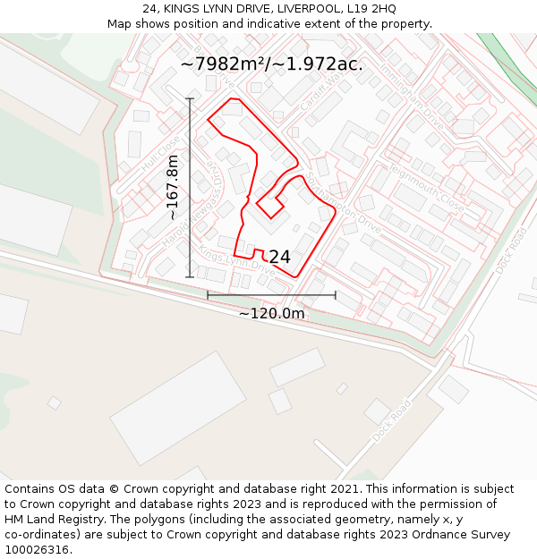 24, KINGS LYNN DRIVE, LIVERPOOL, L19 2HQ: Plot and title map