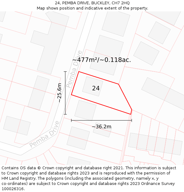 24, PEMBA DRIVE, BUCKLEY, CH7 2HQ: Plot and title map