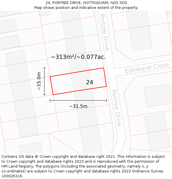 24, PORTREE DRIVE, NOTTINGHAM, NG5 5DS: Plot and title map