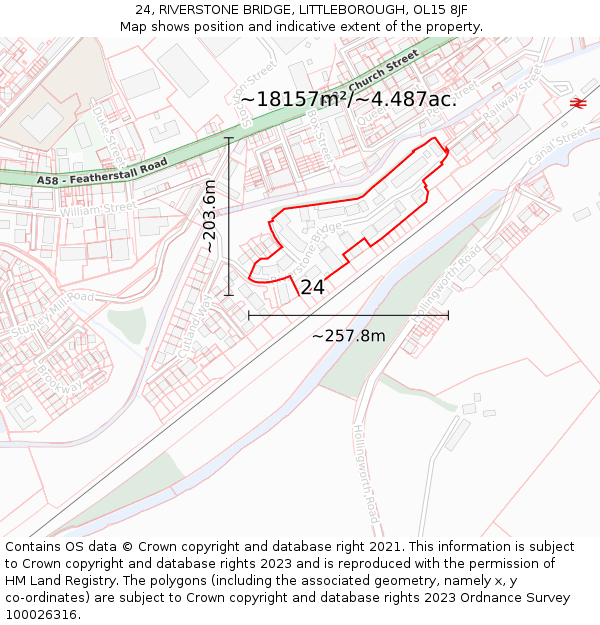 24, RIVERSTONE BRIDGE, LITTLEBOROUGH, OL15 8JF: Plot and title map