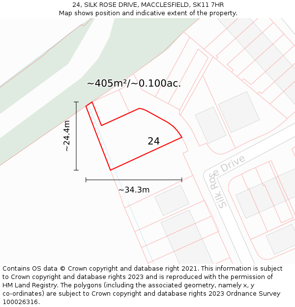 24, SILK ROSE DRIVE, MACCLESFIELD, SK11 7HR: Plot and title map