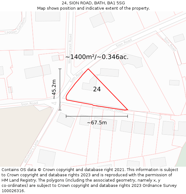 24, SION ROAD, BATH, BA1 5SG: Plot and title map