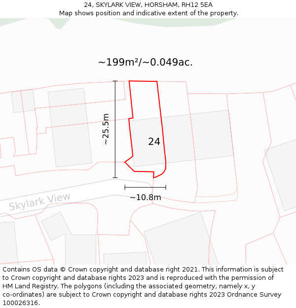 24, SKYLARK VIEW, HORSHAM, RH12 5EA: Plot and title map