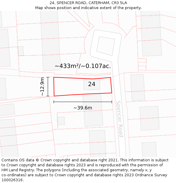 24, SPENCER ROAD, CATERHAM, CR3 5LA: Plot and title map