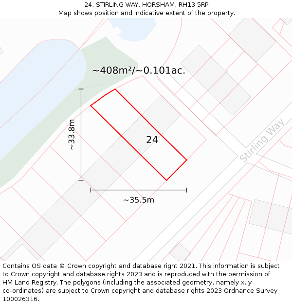 24, STIRLING WAY, HORSHAM, RH13 5RP: Plot and title map