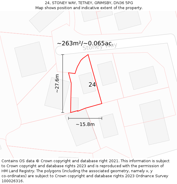 24, STONEY WAY, TETNEY, GRIMSBY, DN36 5PG: Plot and title map