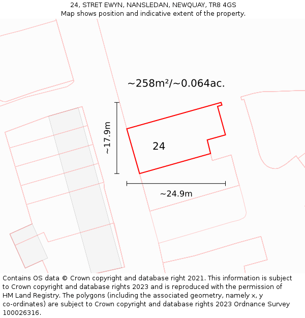 24, STRET EWYN, NANSLEDAN, NEWQUAY, TR8 4GS: Plot and title map