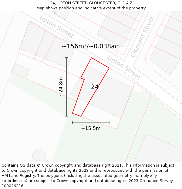 24, UPTON STREET, GLOUCESTER, GL1 4JZ: Plot and title map