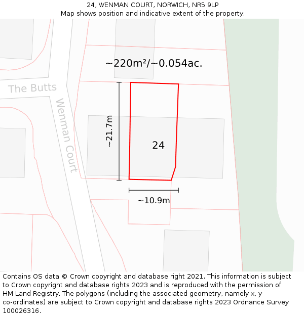 24, WENMAN COURT, NORWICH, NR5 9LP: Plot and title map