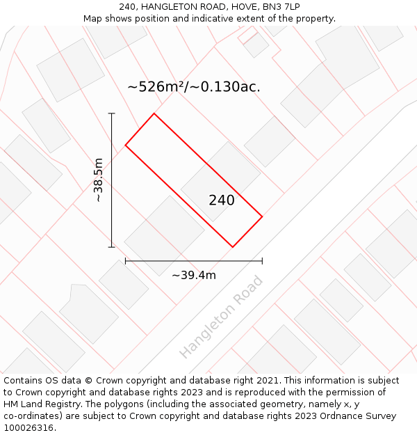 240, HANGLETON ROAD, HOVE, BN3 7LP: Plot and title map