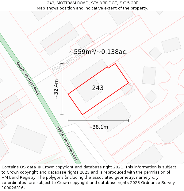 243, MOTTRAM ROAD, STALYBRIDGE, SK15 2RF: Plot and title map