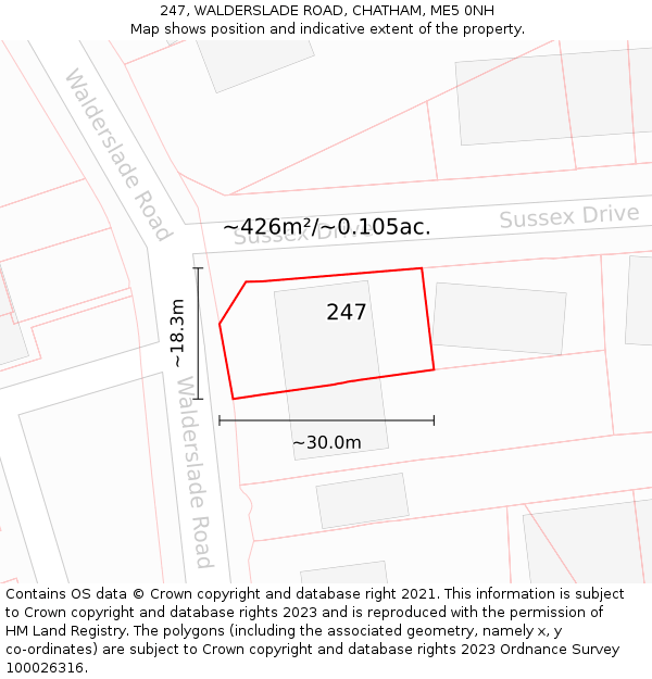 247, WALDERSLADE ROAD, CHATHAM, ME5 0NH: Plot and title map