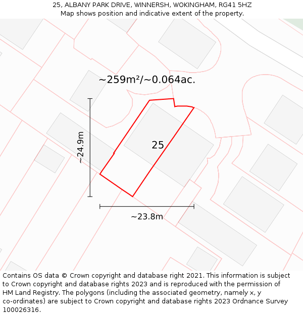 25, ALBANY PARK DRIVE, WINNERSH, WOKINGHAM, RG41 5HZ: Plot and title map