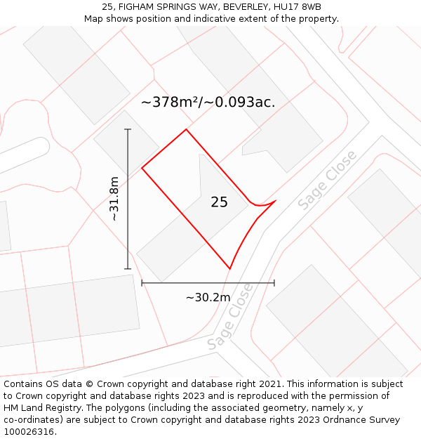 25, FIGHAM SPRINGS WAY, BEVERLEY, HU17 8WB: Plot and title map