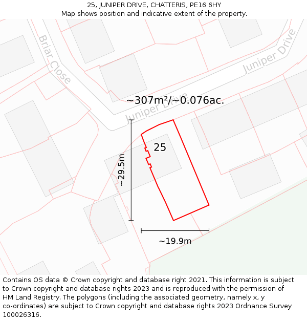 25, JUNIPER DRIVE, CHATTERIS, PE16 6HY: Plot and title map