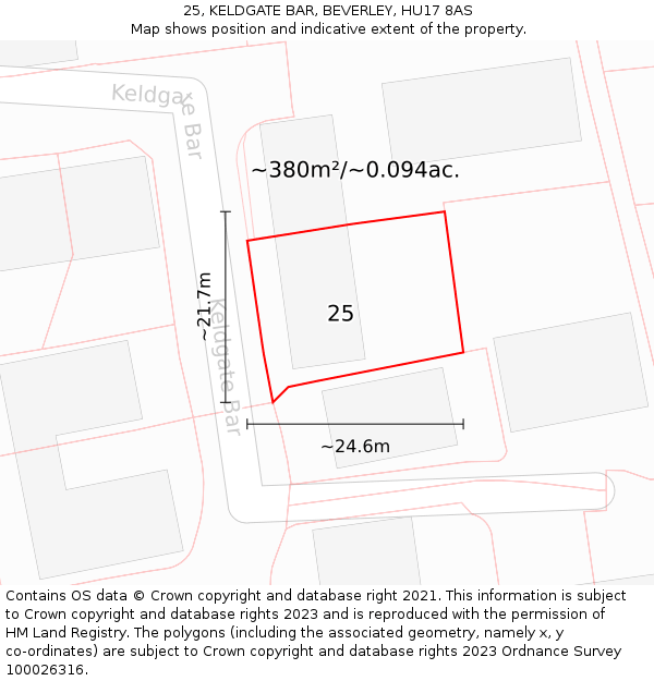 25, KELDGATE BAR, BEVERLEY, HU17 8AS: Plot and title map