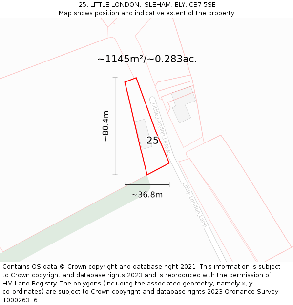 25, LITTLE LONDON, ISLEHAM, ELY, CB7 5SE: Plot and title map