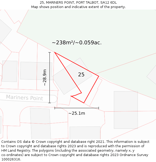 25, MARINERS POINT, PORT TALBOT, SA12 6DL: Plot and title map