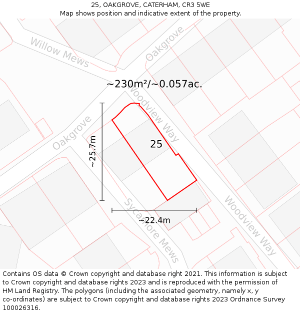25, OAKGROVE, CATERHAM, CR3 5WE: Plot and title map