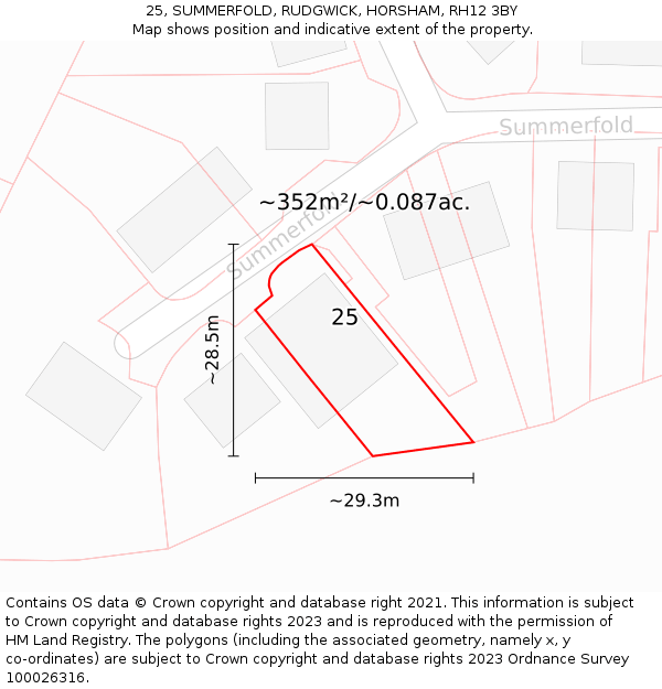 25, SUMMERFOLD, RUDGWICK, HORSHAM, RH12 3BY: Plot and title map