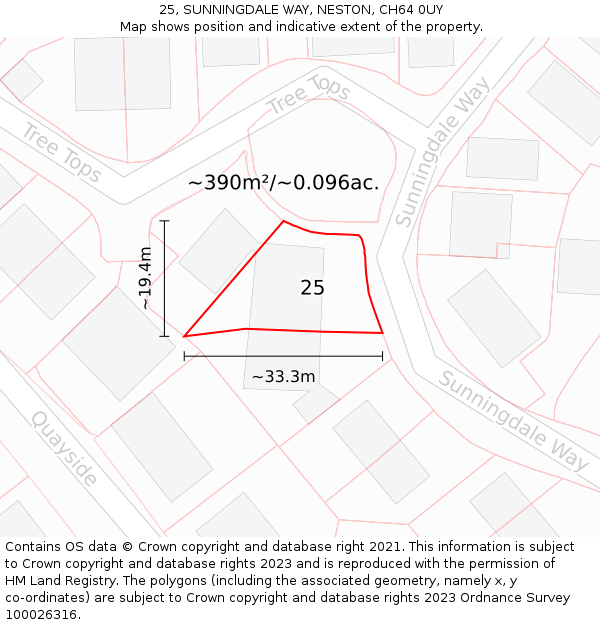 25, SUNNINGDALE WAY, NESTON, CH64 0UY: Plot and title map