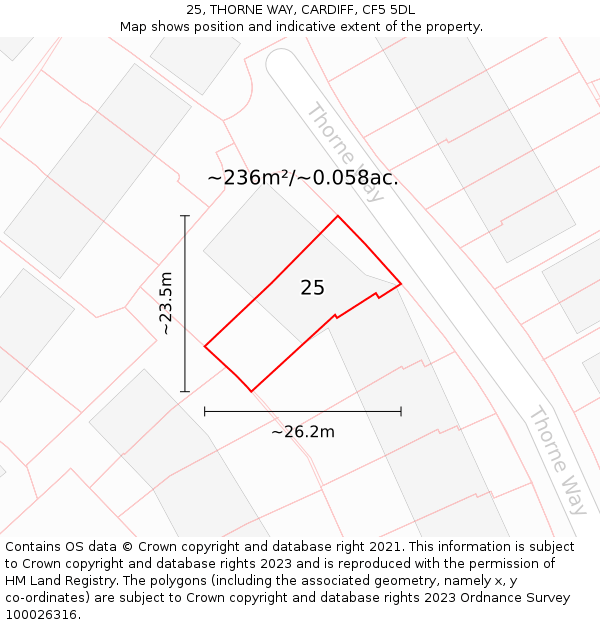 25, THORNE WAY, CARDIFF, CF5 5DL: Plot and title map