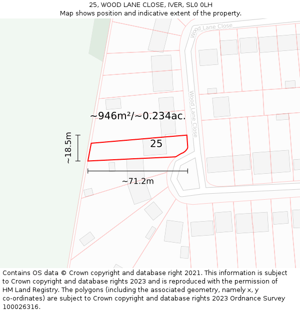 25, WOOD LANE CLOSE, IVER, SL0 0LH: Plot and title map