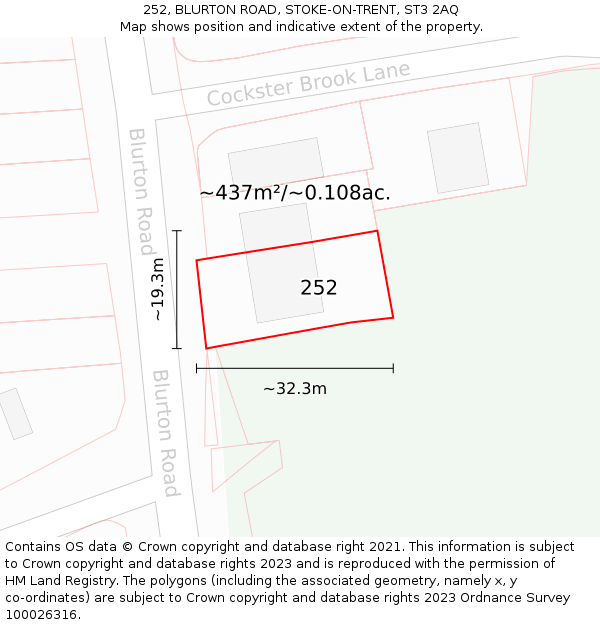 252, BLURTON ROAD, STOKE-ON-TRENT, ST3 2AQ: Plot and title map