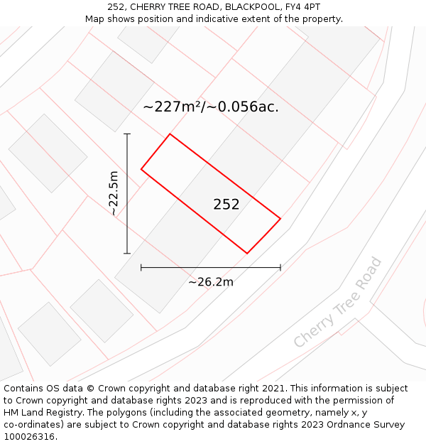 252, CHERRY TREE ROAD, BLACKPOOL, FY4 4PT: Plot and title map