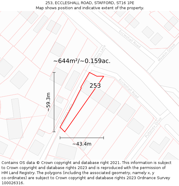 253, ECCLESHALL ROAD, STAFFORD, ST16 1PE: Plot and title map