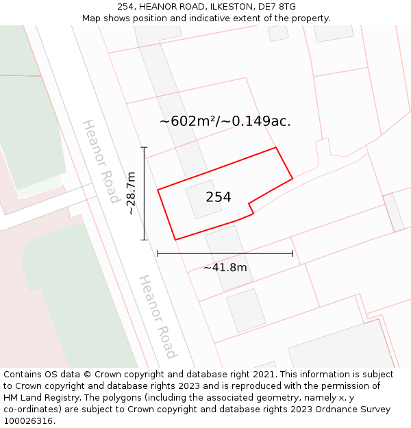 254, HEANOR ROAD, ILKESTON, DE7 8TG: Plot and title map