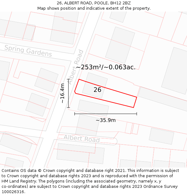 26, ALBERT ROAD, POOLE, BH12 2BZ: Plot and title map