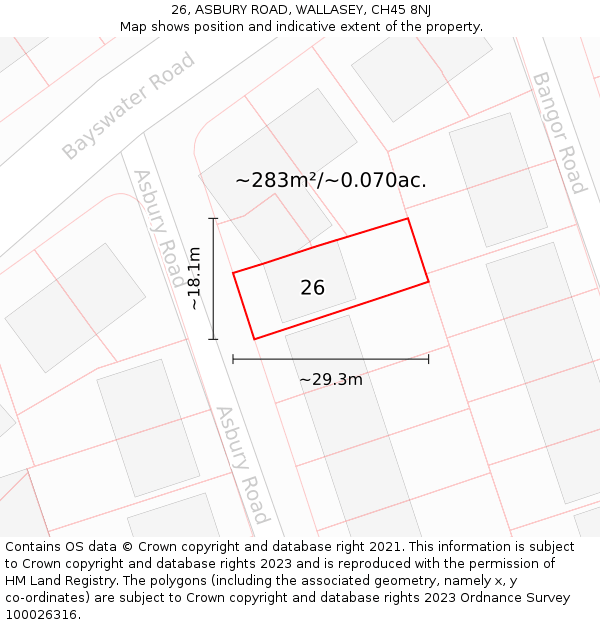 26, ASBURY ROAD, WALLASEY, CH45 8NJ: Plot and title map