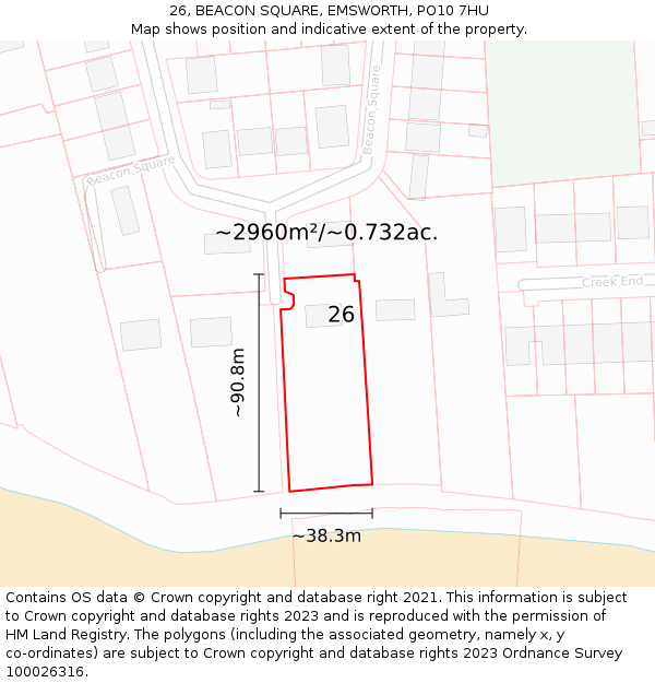 26, BEACON SQUARE, EMSWORTH, PO10 7HU: Plot and title map