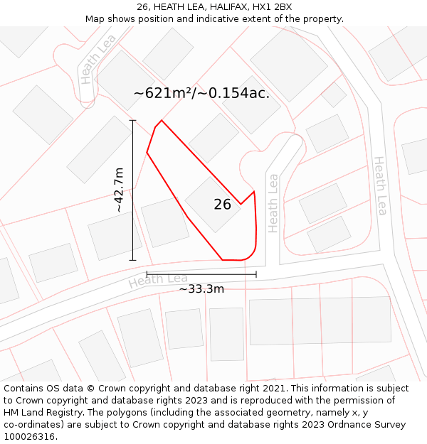 26, HEATH LEA, HALIFAX, HX1 2BX: Plot and title map