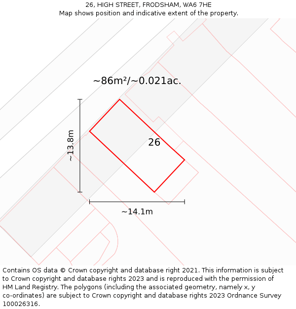 26, HIGH STREET, FRODSHAM, WA6 7HE: Plot and title map