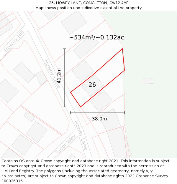 26, HOWEY LANE, CONGLETON, CW12 4AE: Plot and title map