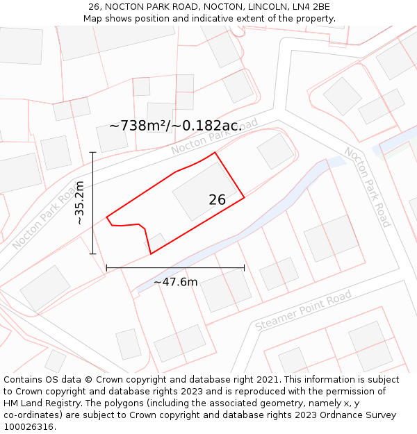 26, NOCTON PARK ROAD, NOCTON, LINCOLN, LN4 2BE: Plot and title map