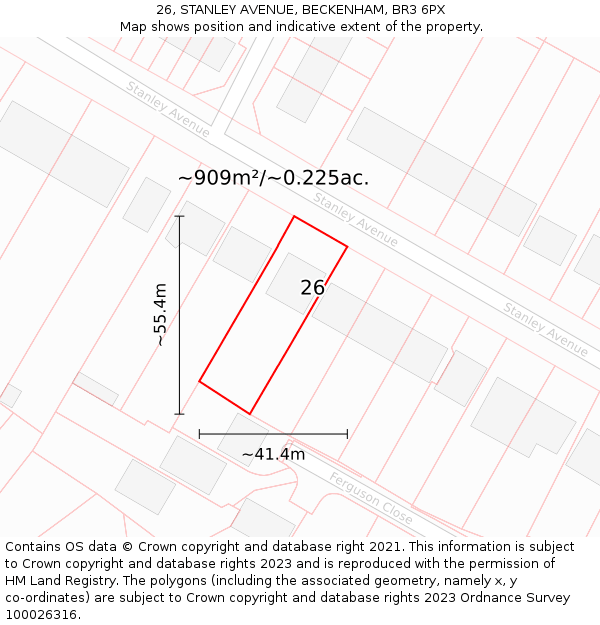 26, STANLEY AVENUE, BECKENHAM, BR3 6PX: Plot and title map