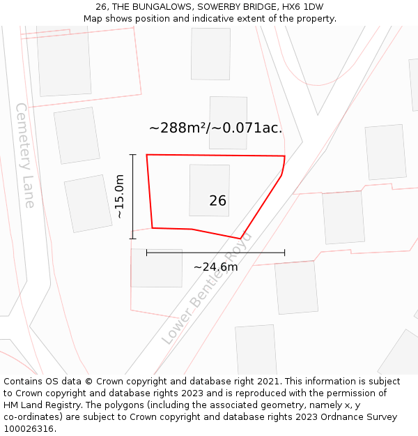 26, THE BUNGALOWS, SOWERBY BRIDGE, HX6 1DW: Plot and title map