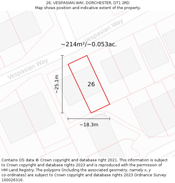 26, VESPASIAN WAY, DORCHESTER, DT1 2RD: Plot and title map