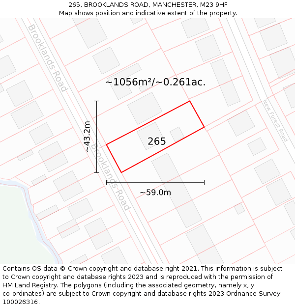 265, BROOKLANDS ROAD, MANCHESTER, M23 9HF: Plot and title map