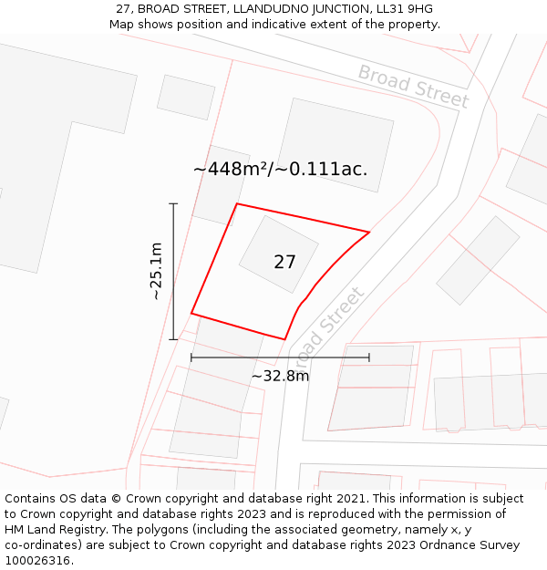 27, BROAD STREET, LLANDUDNO JUNCTION, LL31 9HG: Plot and title map