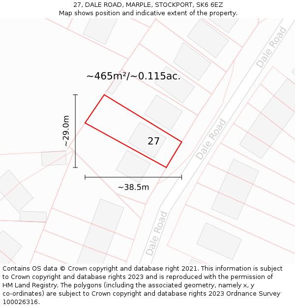 27, DALE ROAD, MARPLE, STOCKPORT, SK6 6EZ: Plot and title map